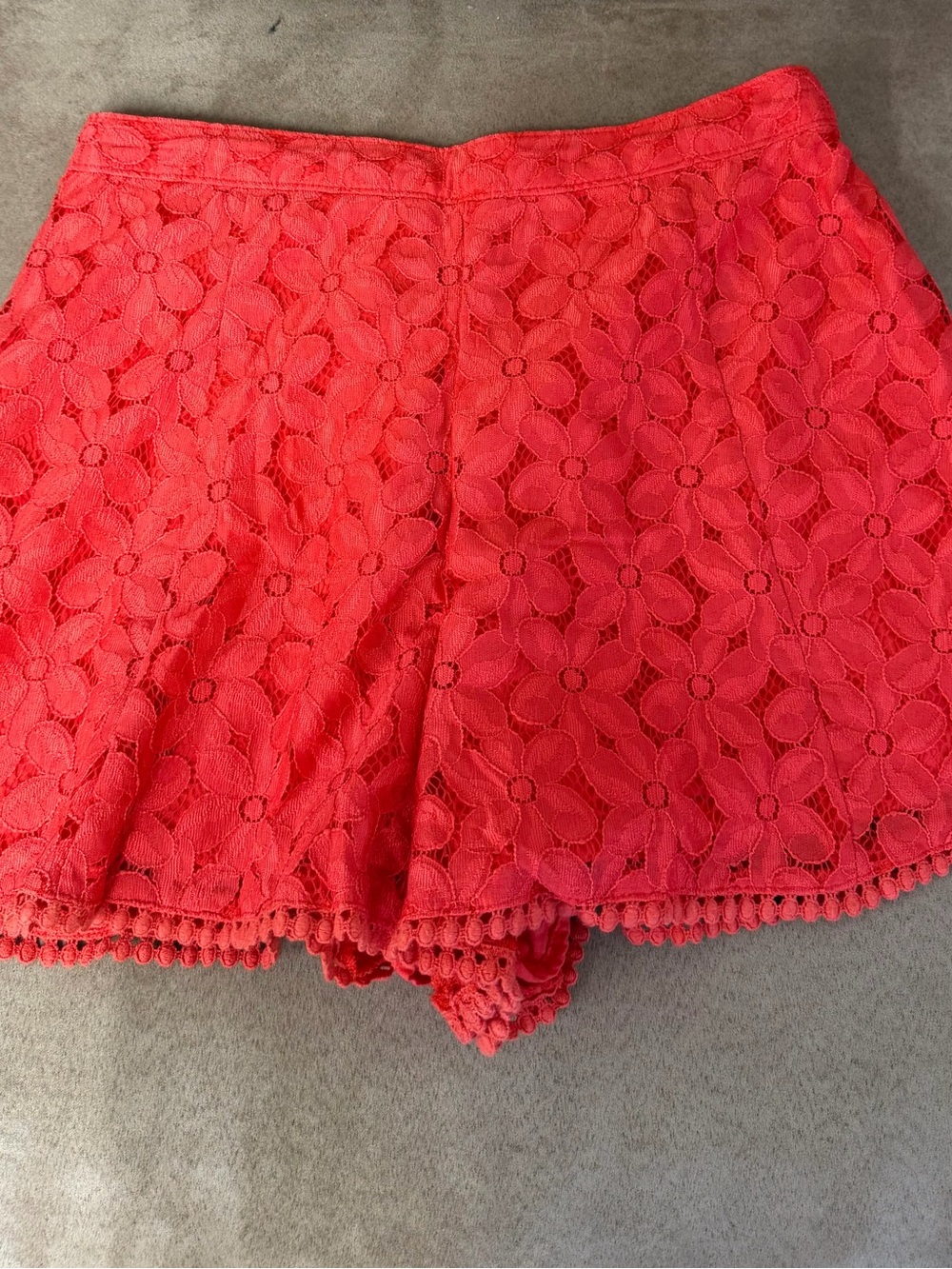 Hollister Red Floral Lace High-Waist Shorts